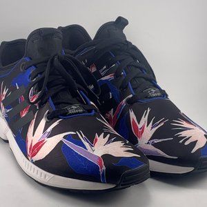 Adidas ZX Flux NPS Black Blue Running Sneakers Floral Print B34467 Men Size 13